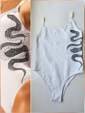 CXIX Gecko Grip Medusa White And Black Snake Bodysuit